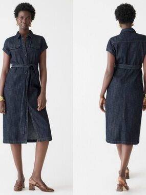 J.CREW Denim Midi Button Down Shirt Dress Size 4